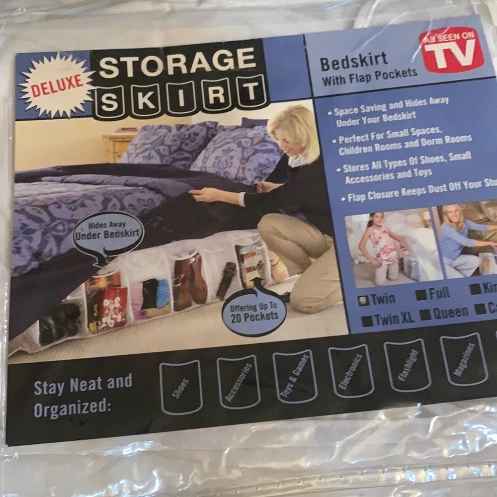 “As seen on TV” Deluxe storage skirt Bedskirt with flap pockets Organizer‎